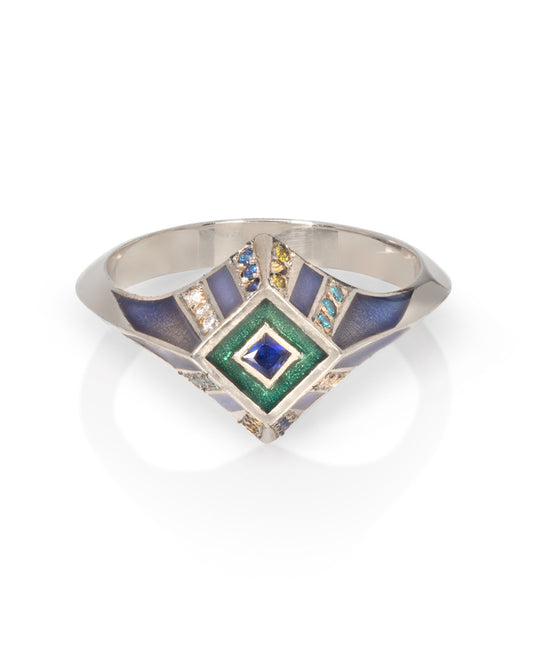 Blue Swan Signet Ring