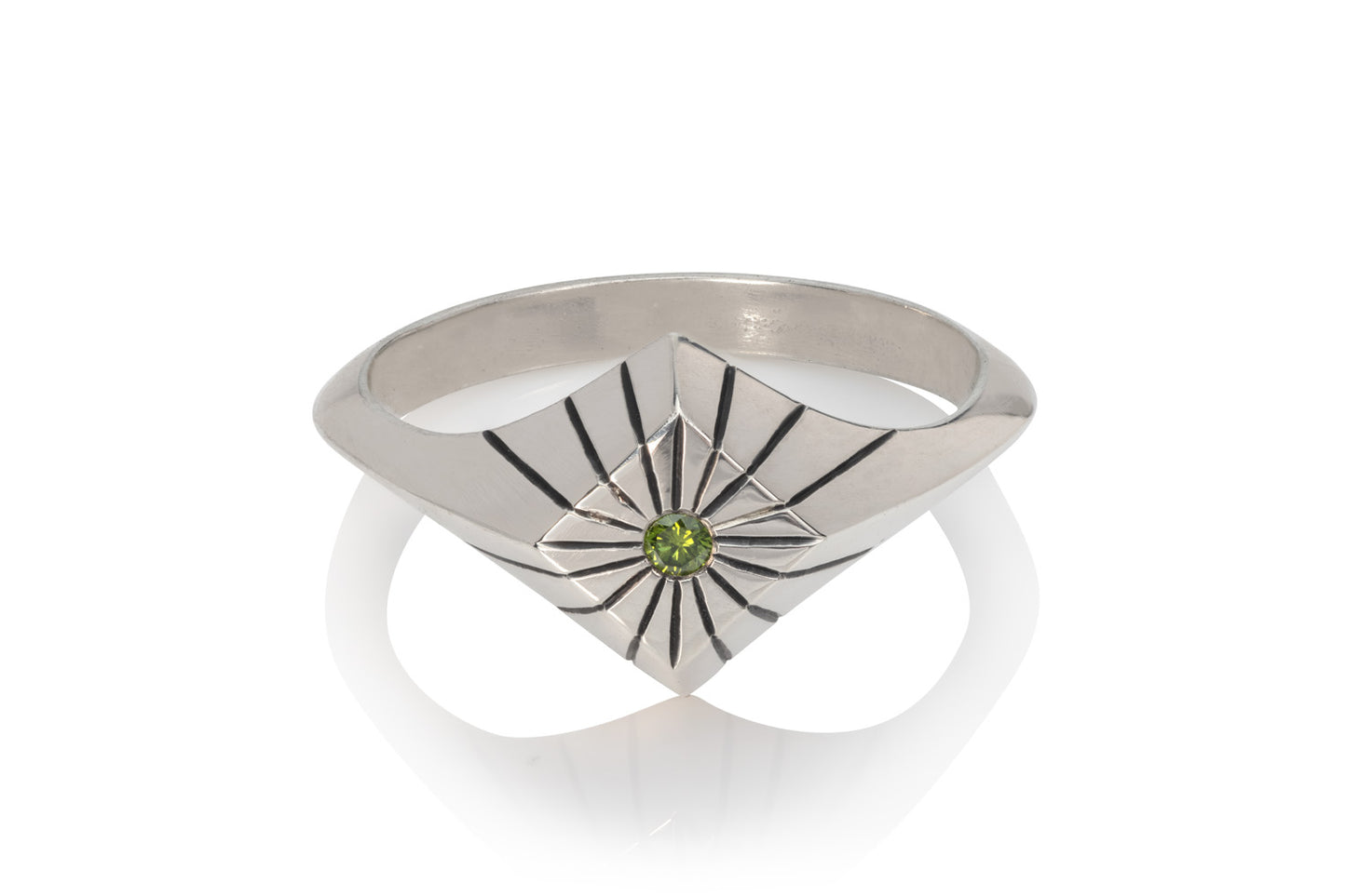 Sunburst Signet with Tourmaline in Sterling Silver