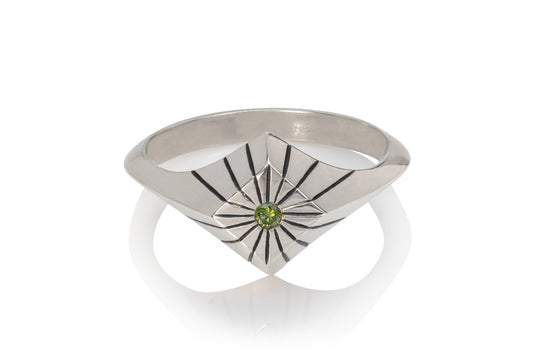 Sunburst Signet with Tourmaline in Sterling Silver